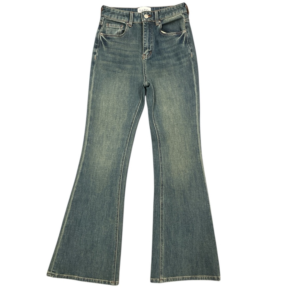 Y2K 70s Flare Jeans High Rise Vintage Wash Indie Sleaze Tall 26